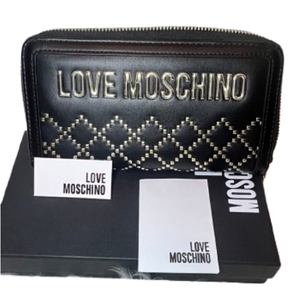 Love Moschino Zip Around Wallet with Gold Studs NIB - Picture 1 of 3